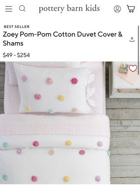 Pottery Barn Kids Zoe Pom-Pom Duvet Cover - Twin/Single